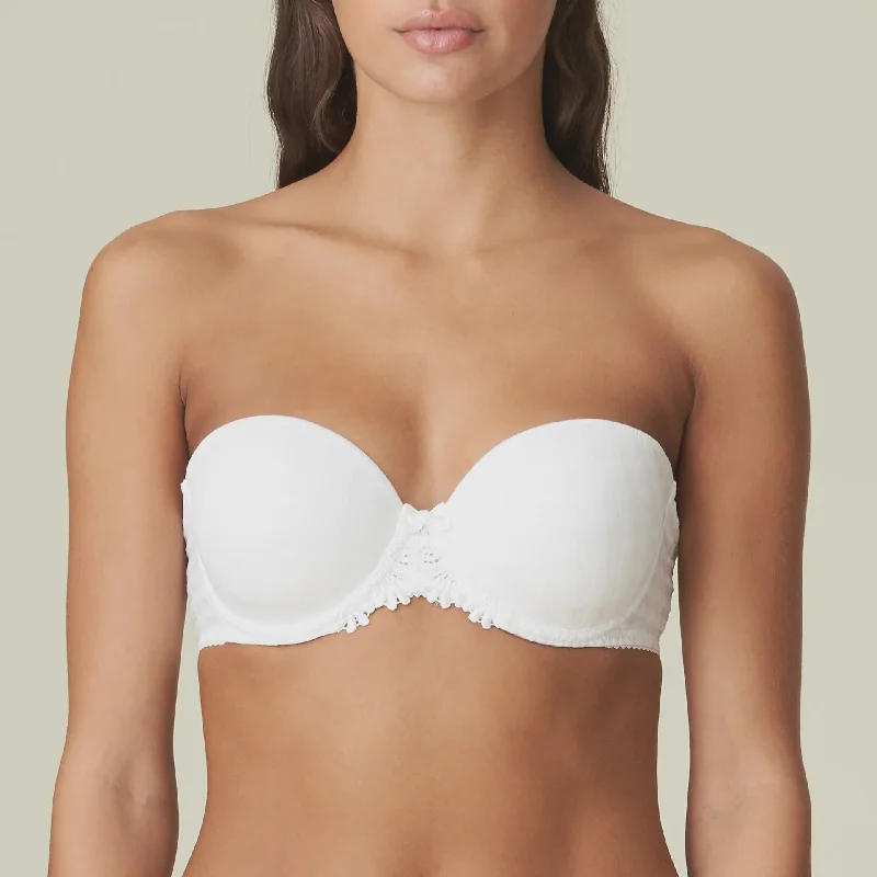 plus-size underwire demi-cups with lace trimAvero Strapless Padded Bra - White