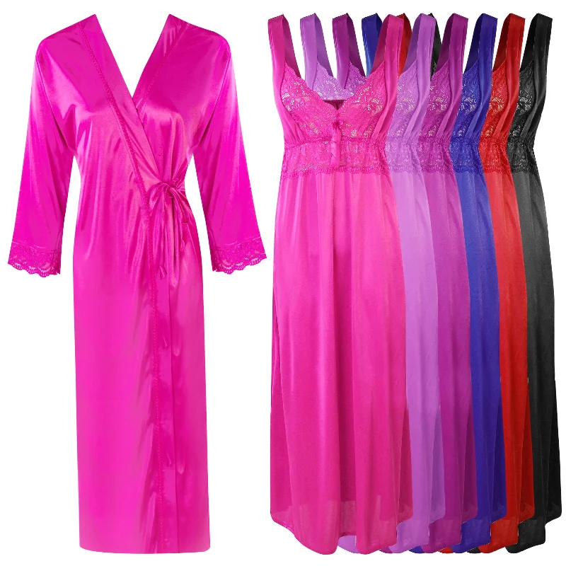 women's pajamas with a sophisticated, modern twistLong Nighty with Full Sleeve Robe