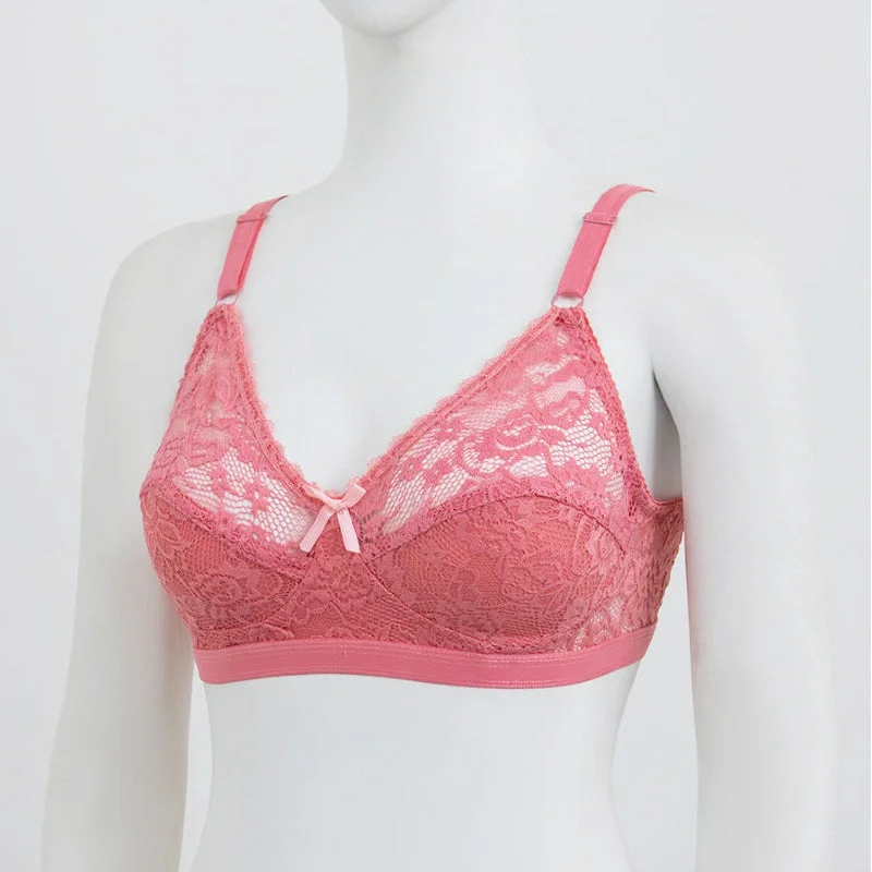 lace-trimmed sleep shortsNon Padded Non Wired Embroidered Cotton Lace Bra