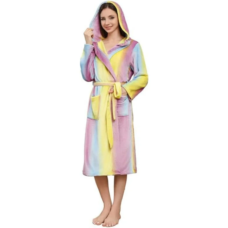 women's pajamas in a cozy, plush fabricLong Hooded Fleece Bathrobe