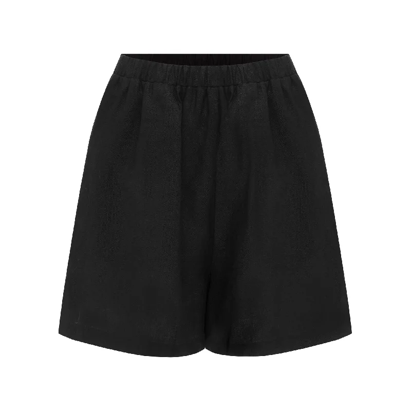 women's pajamas with pockets on the chestLEISURE SHORTS (BLACK)