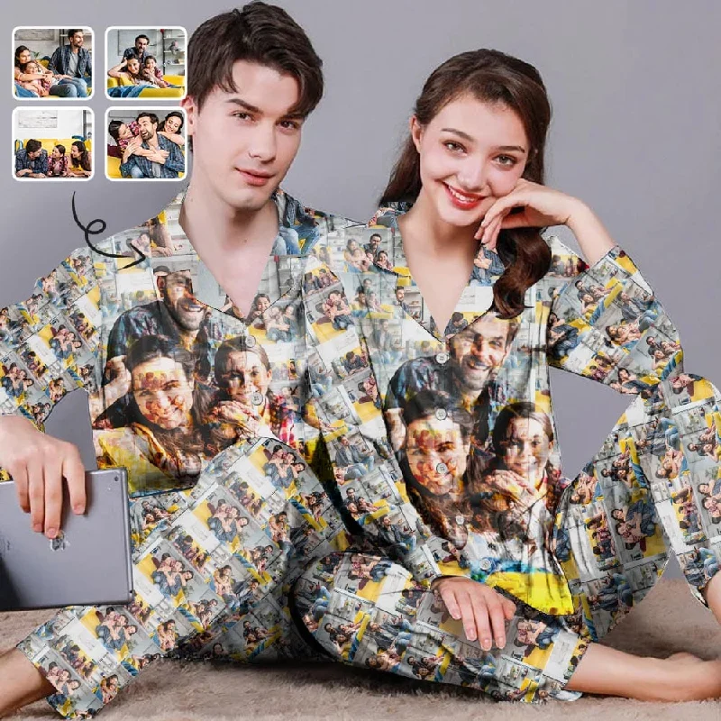 women's pajamas for those who love to stay in and relaxCustom Photos Couple Matching Pajamas Personalized Photo Loungewear Set Sleepwear For Men Women