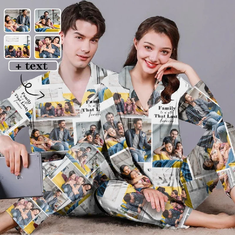 women's pajamas for those who cherish softnessCustom Photos&Text Couple Matching Pajamas Personalized Photo Loungewear Set Sleepwear For Men Women