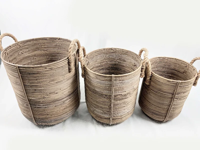 elegant top hatsCane Rattan Basket Holder (Full Set) - Natural