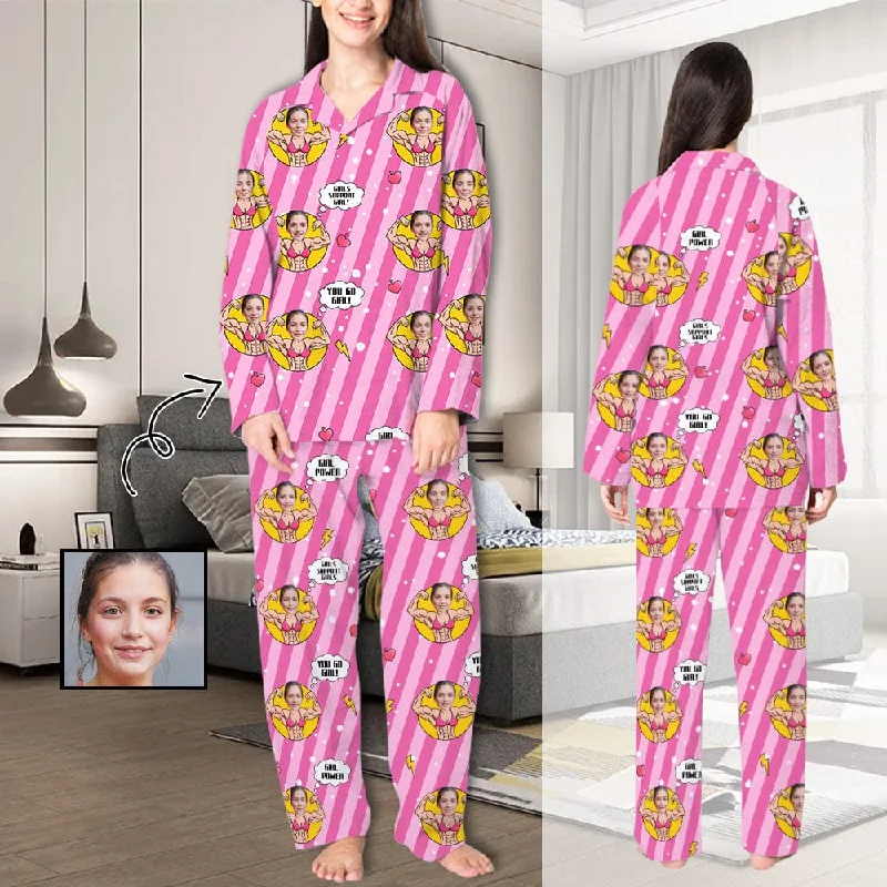 women's pajamas for campingCustom Face Pajamas Sets Power Girls Personalized Sleepwear for Women