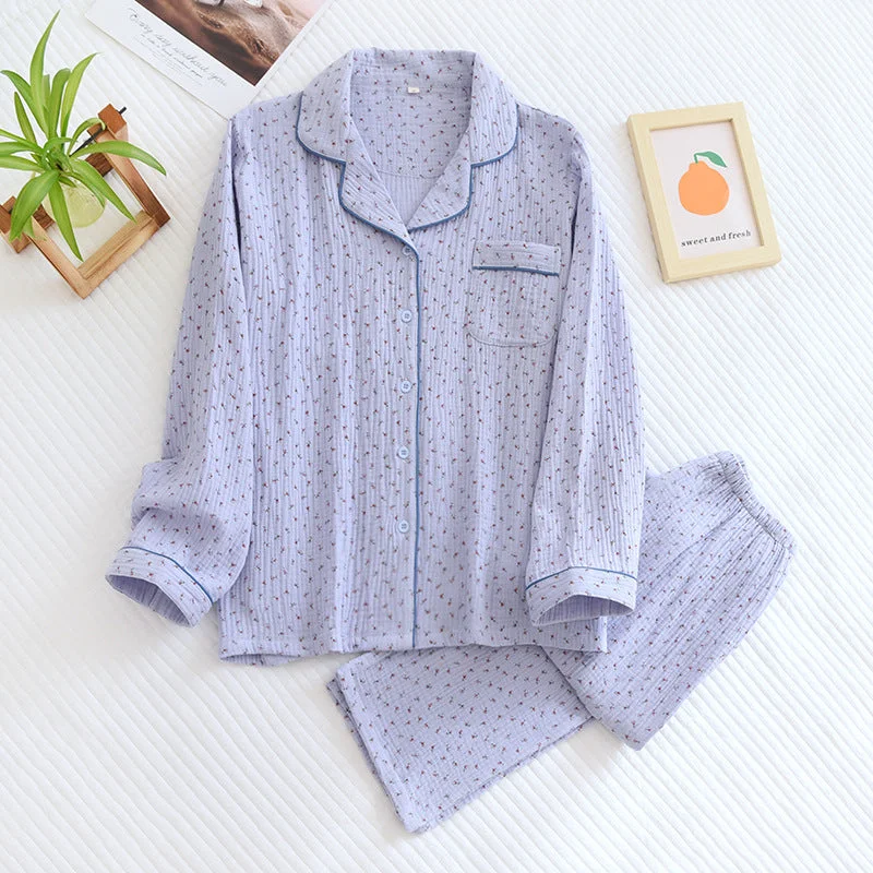 women's pajamas for those who appreciate soft, breathable fabricsLong-Sleeved Spring And Autumn 2 Piece Pajamas Set