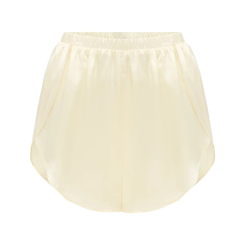 elegant women's satin pajamasSLEEPER SHORTS (LATTE)