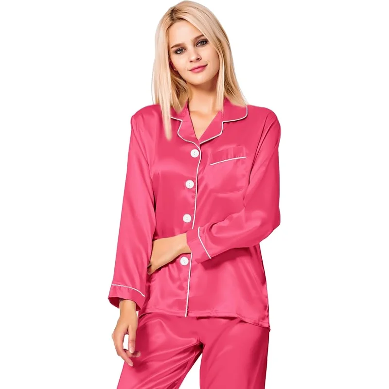 women's pajamas for those who want to feel pampered and lovedLong Sleeve Button Up Satin Pajama Set