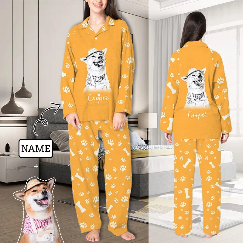 plus-size women's pajama pantsCustom Face & Name Pajamas Sets Women's Personalized Sleepwear with Dog Cat Face on Them