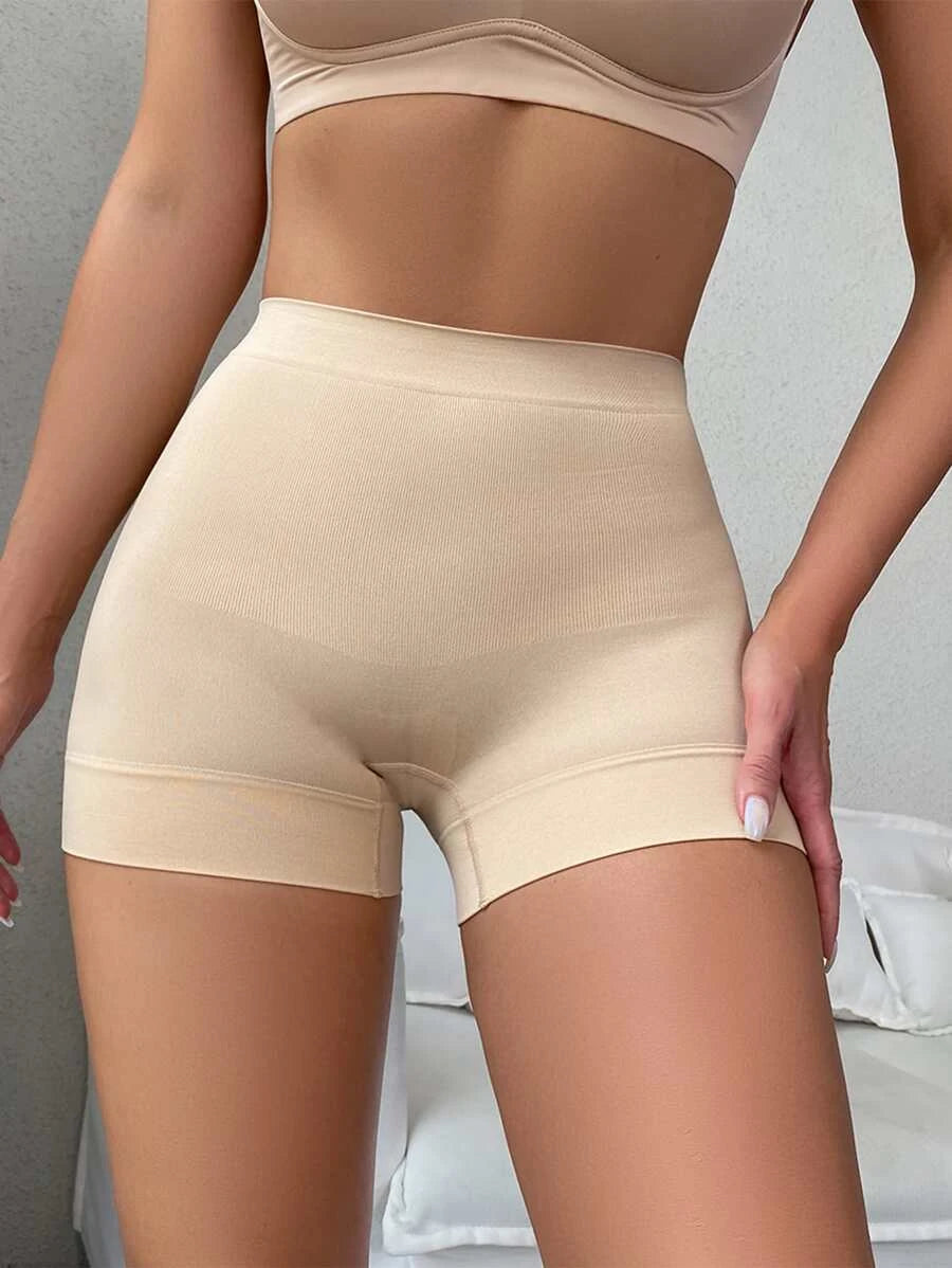 women's pajamas with a vintage lookSolid Ribbed Knit Shapewear Shorts