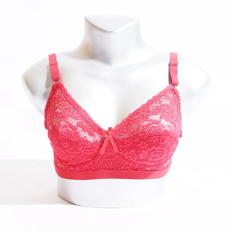 lace-embellished bralettesNon Padded Non Wired Embroidered Cotton Lace Bra