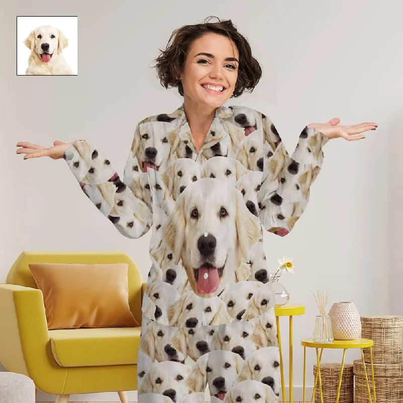 women's pajamas for those who appreciate soft, breathable fabricsCustom Face Pajamas My Lovely Dog Sleepwear Personalized Women's Long&Short Sleeve Pajama Set