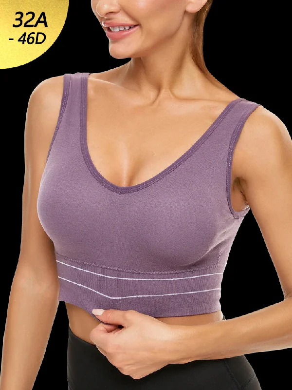 plus-size wireless mastectomy bras with paddingPlus Size Women's Wide Straps Stretch Yoga Sports Shakeproof Bras