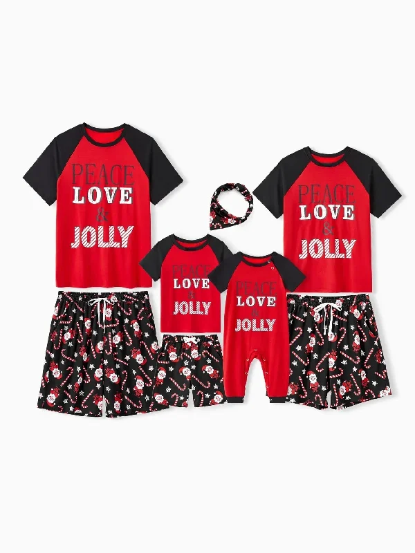 women's pajamas with pockets on the chestLetter Printed Family Matching Holiday Pajama Set