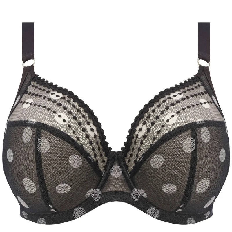 plus-size wireless mastectomy bras with paddingElomi Matilda Plunge Bra Black Dot