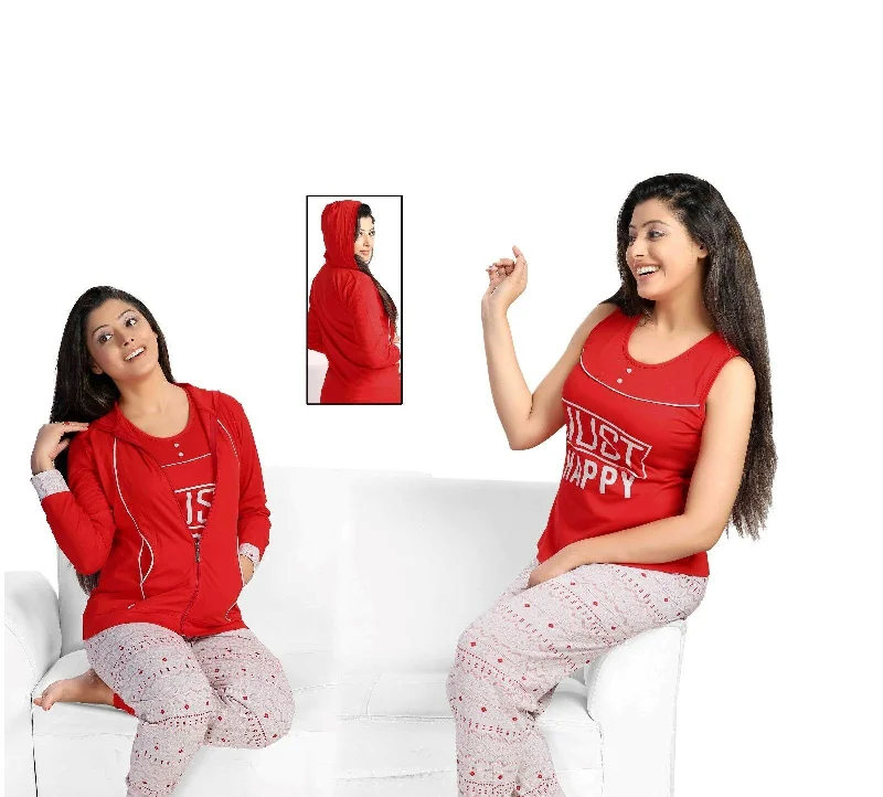 women's pajamas with a touch of luxuryJUST HAPPY 3 Pcs Tracksuit