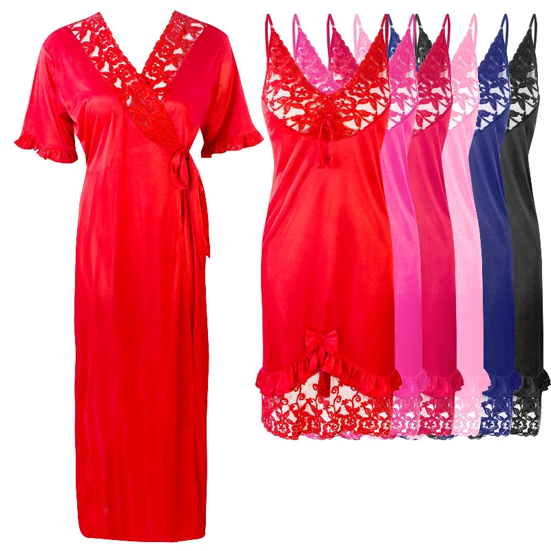 women's pajamas with a sophisticated eleganceLace Cami Nightdress & Robe Pyjama Set