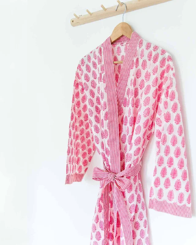 women's pajamas for those who love to stay in and relaxDamen Morgenmantel Kimono rosa leafs