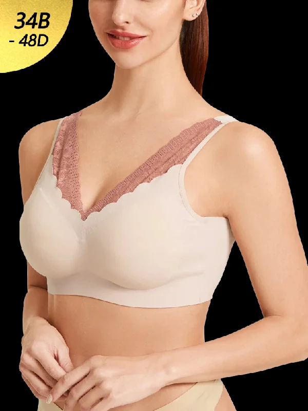 full-coverage underwire brasPlus Size Seamless Lace Trim Full Coverage Wireless Sports Bras