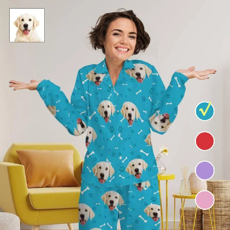 women's pajamas with a blend of comfort, style, and functionalityCustom Face Pajama Sets Personalized My Pet Dog Face Sleepwear for Women