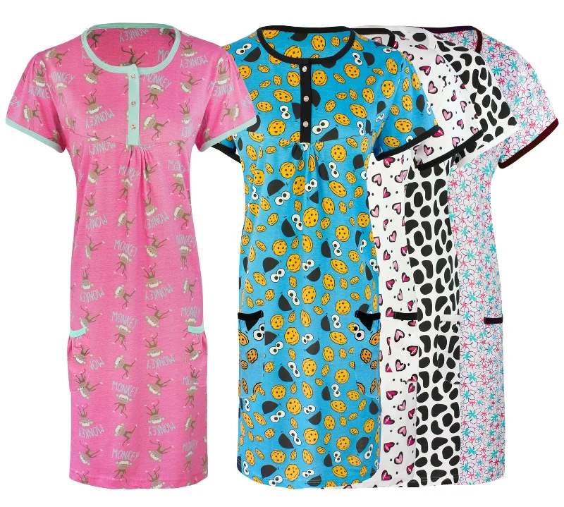 women's pajamas for those who seek ultimate relaxationLadies / Girls Plus Size Short Printed Nightshirt