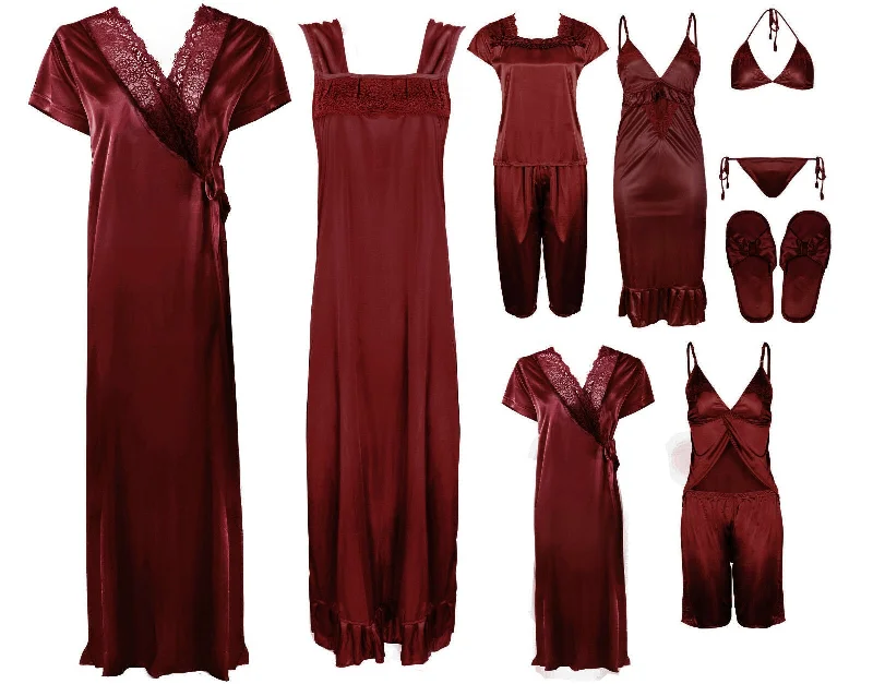 women's pajamas in solid colorsLadies Satin Nightwear Set / Pyjama Set