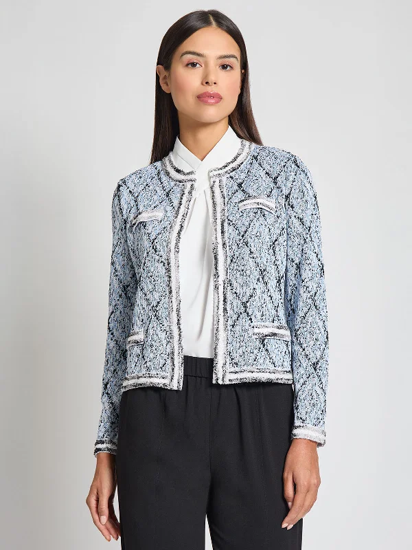 Women's Leather CoatsHeritage Diamond Pattern Jacquard Knit Jacket - Vanity Fit