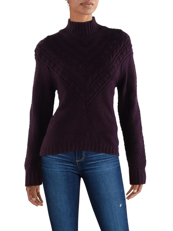 Women's High Collar SweatersMaggie Womens Wool Blend Cable Knit Turtleneck Sweater