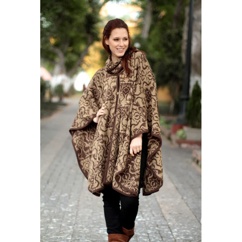 Women's Collarless Design SweatersNazca Flora Alpaca Blend Ruana Poncho