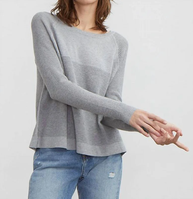 Women's Peter Pan Collar SweatersFlared Thermal Crew In Grey