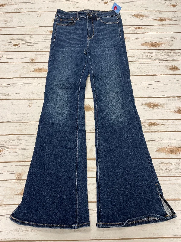 Women's Jodhpurs with Mandarin CollarJeans Boot Cut By American Eagle In Blue Denim, Size: 6l