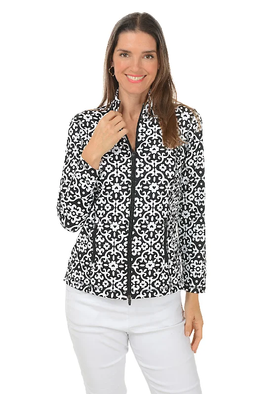 Women's Button-Up CoatsHeart Damask UPF50+ Zip Front Jacket