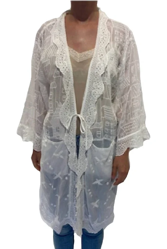 Women's Longline SweatersHouse Ecaterina Kimono In White