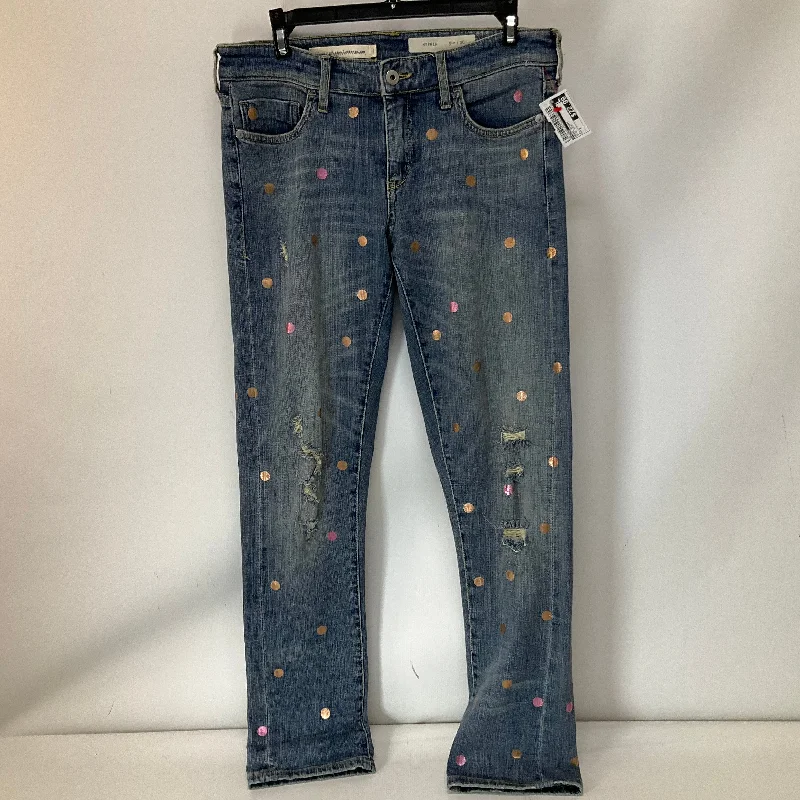 Women's Jodhpurs with Shirt CollarJeans Skinny By Pilcro In Blue Denim, Size: 2