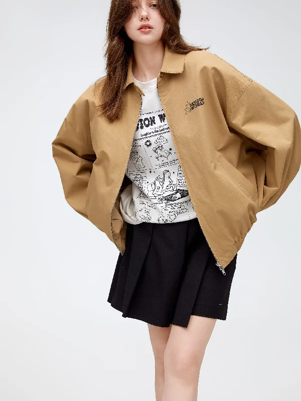 Women's Coats with Fur Trimmed ZipperMilk Tea Jacket