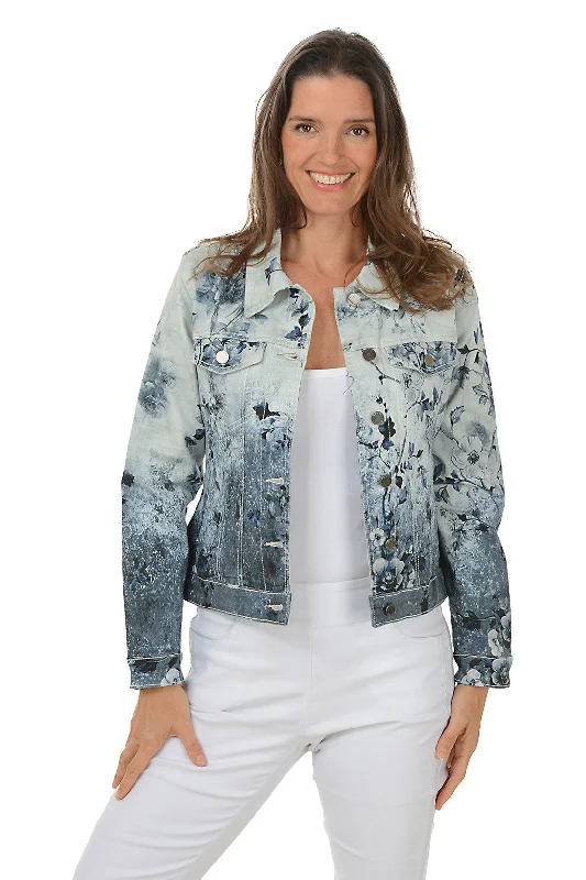 Women's Coats with Fur Trimmed BeltCherry Blossom Denim Jacket