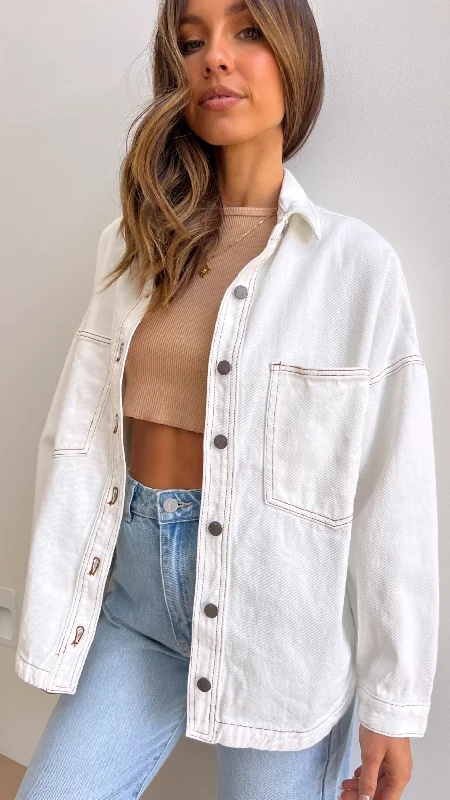 Women's Hooded CoatsEnsley Denim Jacket - White