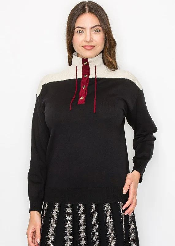 Women's Norwegian SweatersColorblock Mock Neck Sweater