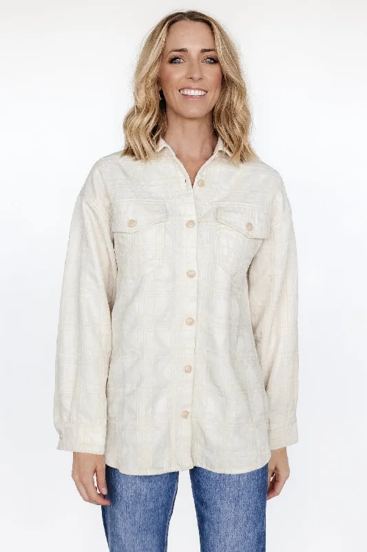 Women's Coats with HoodJoanna Plaid Shacket | Cream + Natural