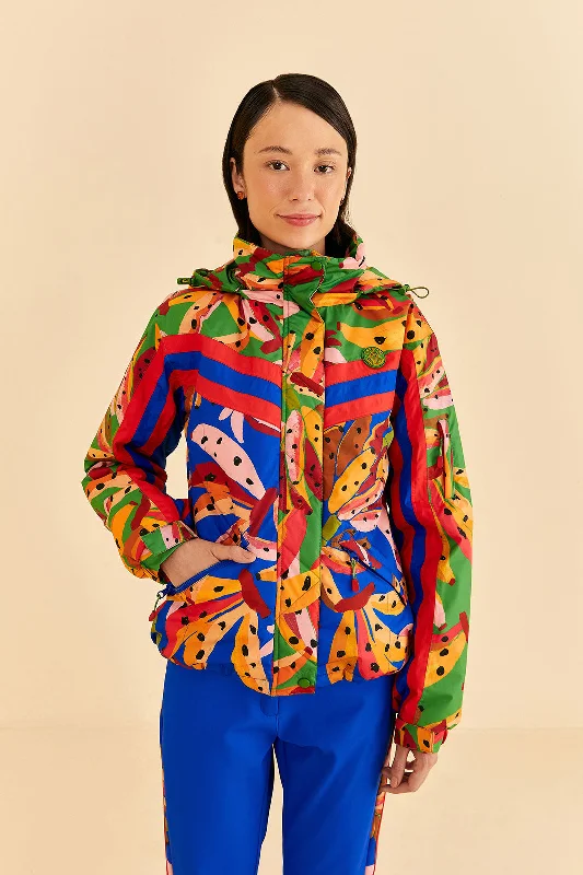 Women's Bomber CoatsBlue Colorful Bananas Ski Jacket