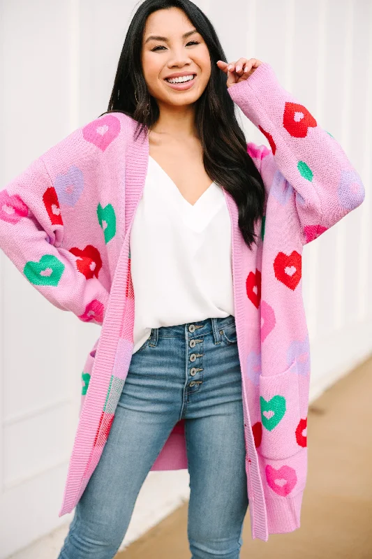 Women's Winter CoatsMoving On Pink Heart Cardigan