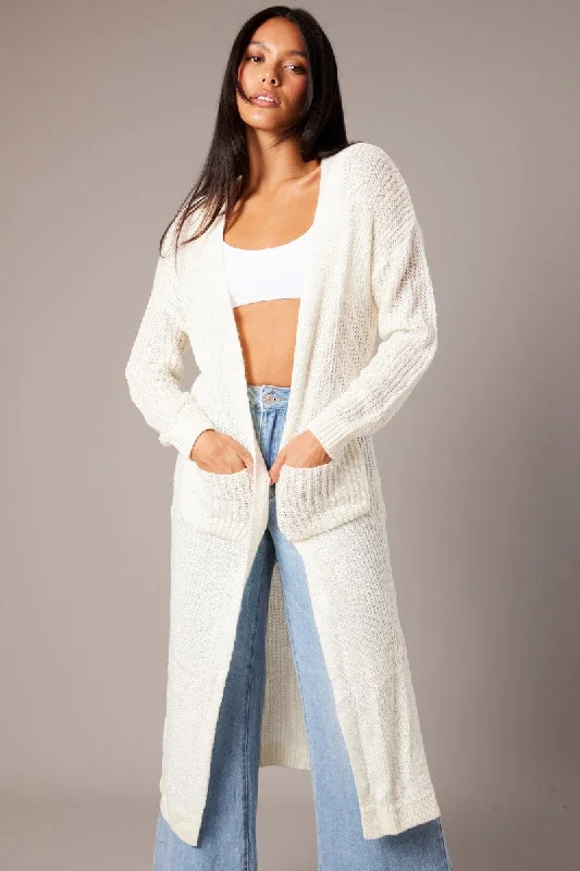 Women's Alpaca SweatersWhite Knit Cardigan