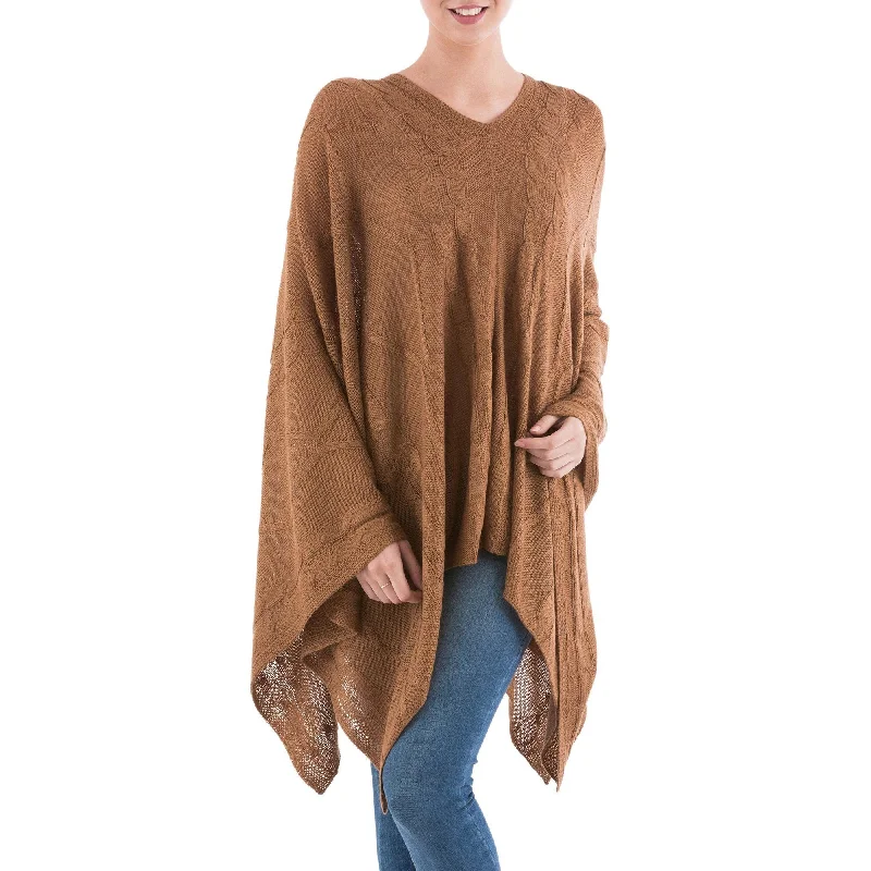 Women's Estonian Wool SweatersBrown Lightweight Peruvian Poncho