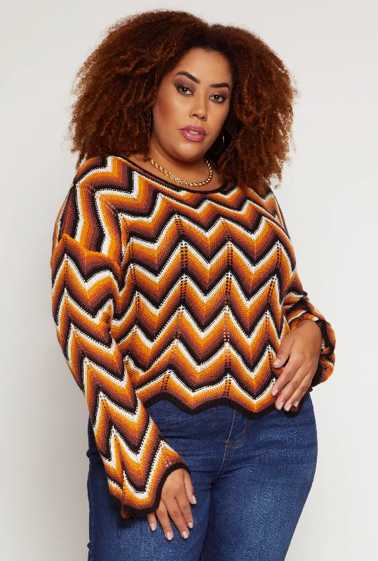 Women's Coats with HoodPlus Size Chevron Pattern Sweater