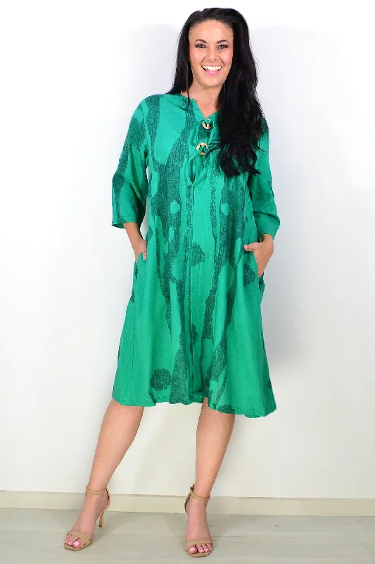 Women's Coats with Fur LiningGreen Linen Blend Tunic Dress