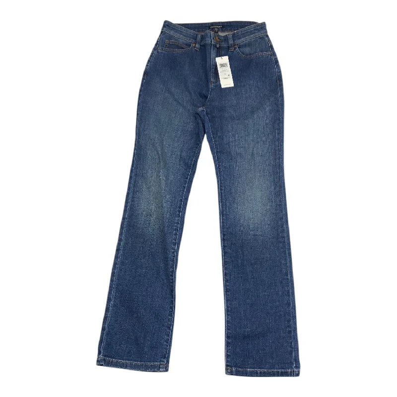 Women's Jodhpurs with Mandarin CollarJeans Designer By Eileen Fisher In Blue Denim, Size: 2