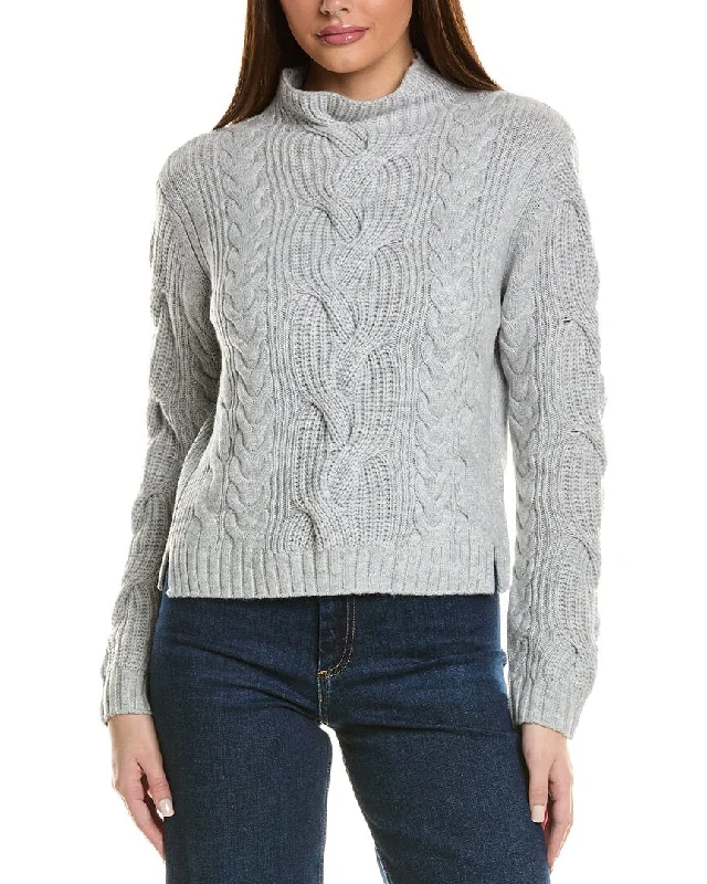 Women's Serbian Wool SweatersHannah Rose Chunky Cable Funnel Neck Wool & Cashmere-Blend Sweater