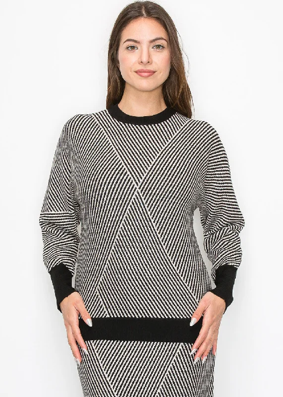 Women's Striped Woolen SweatersModern Angles Knit Sweater