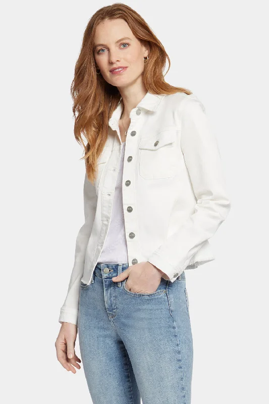 Women's Hooded CoatsFrayed Hem Jacket - Optic White