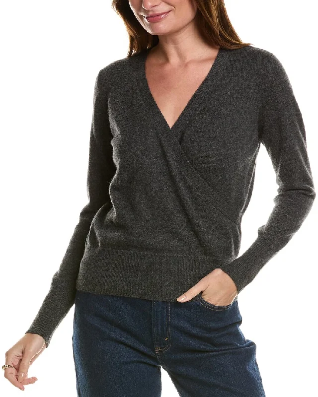 Women's Albanian Wool SweatersForte Cashmere Rib Surplice Cashmere Pullover